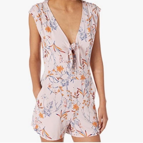 Jessica Simpson Pants - Jessica Simpson Pink Floral Tie-Front Romper
